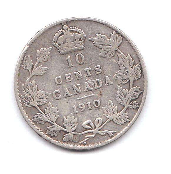 1910 CANADIAN 10 CENTS [ GREAT COLLECTABLE] .925 SILVER {LOW MINTAGE} **cRAZy**