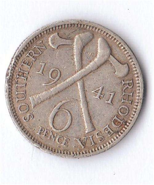 1941 SOUTHERN RHODESIA SILVER 6 PENCE