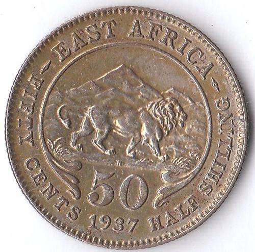 1937 EAST AFRICA 50 CENT (HALF SHILLING)