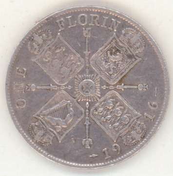 1916 BRITISH FLORIN .925 SILVER **STUNNING COIN** DONT MISS OUT!