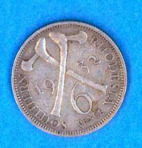 #1932 SOUTHERN RHODESIA .925 SILVER 6 PENCE# GREAT COLLECTABLE **FEW DAYS**