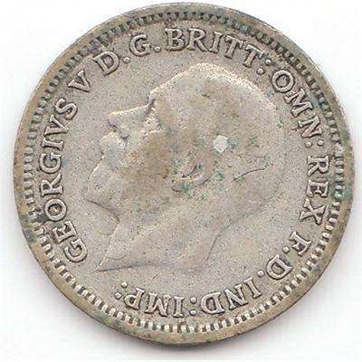 1936 GREAT BRITAIN 3 PENCE  GEORGE V, SILVER.500