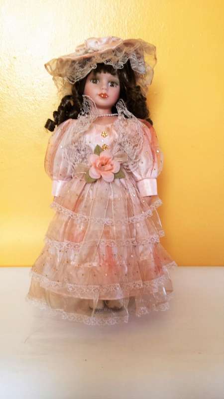 Porcelain Doll with Stand, 43cm