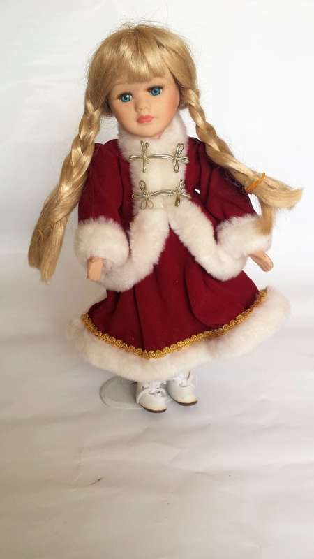 Porcelain Doll with Stand, Hallmarked, 30cm
