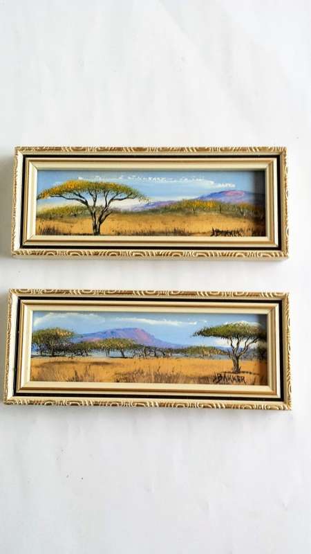 Pair of Miniature Oil Paintings by J. Bakker