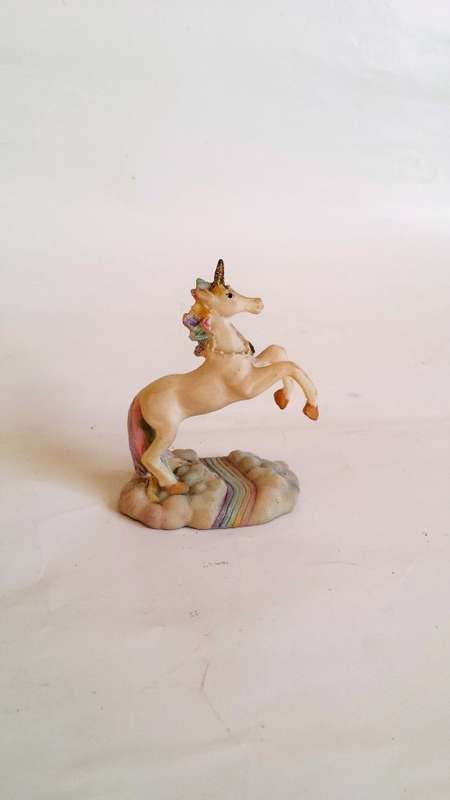 Porcelain Prancing Unicorn, Miniature Figurine