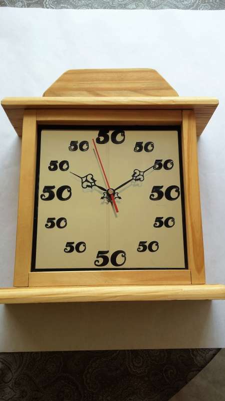 Wooden Clock. 50 year Birthday Clock, Birthday Gift, Mirror Face