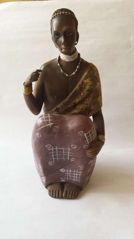 African Lady Wood Figurine