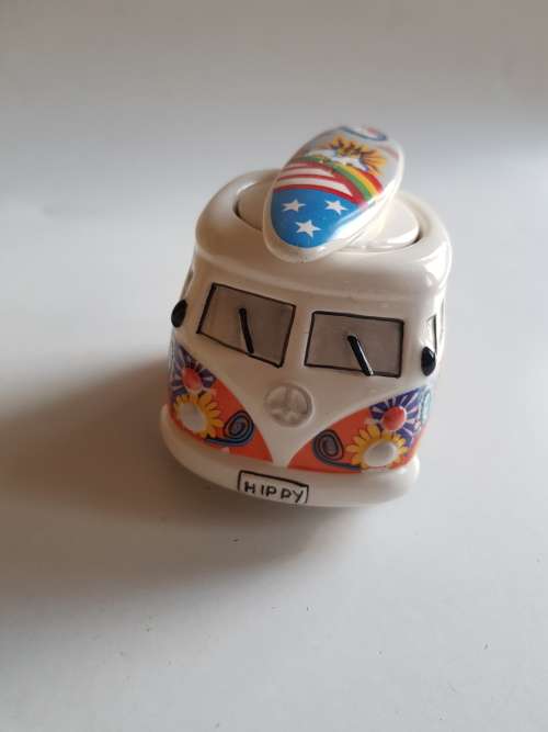 WV Kombi with Surfboard, Porcelain Salt Shaker