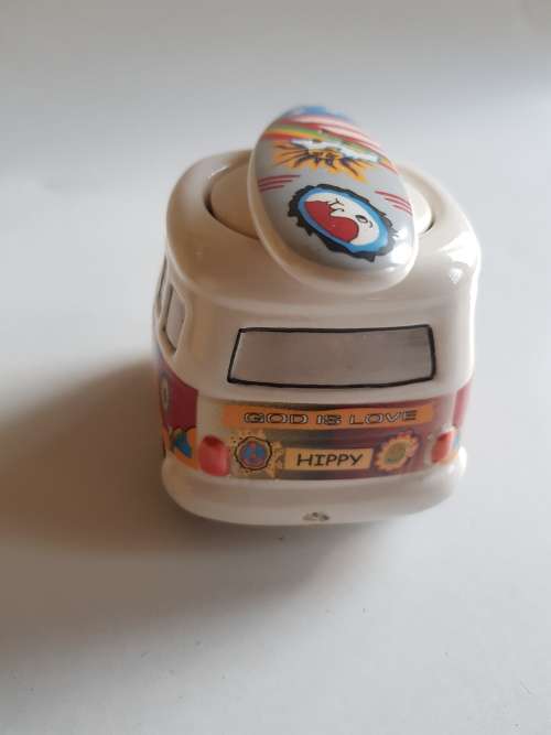 WV Kombi with Surfboard, Porcelain Salt Shaker