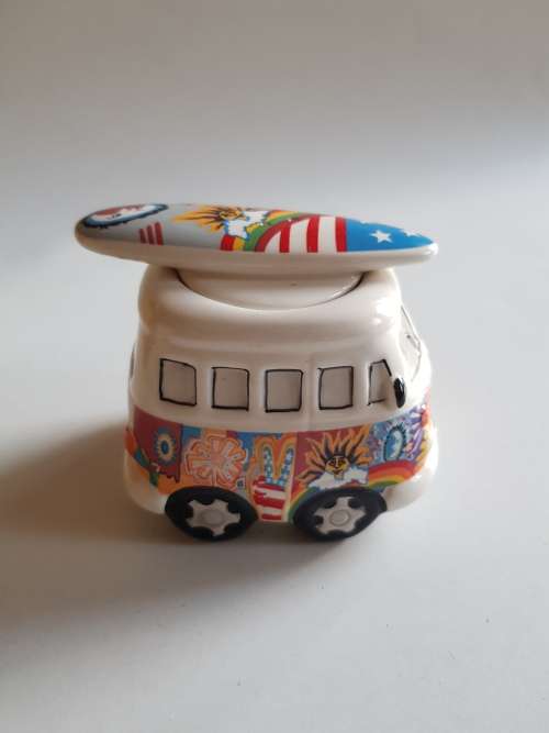 WV Kombi with Surfboard, Porcelain Salt Shaker