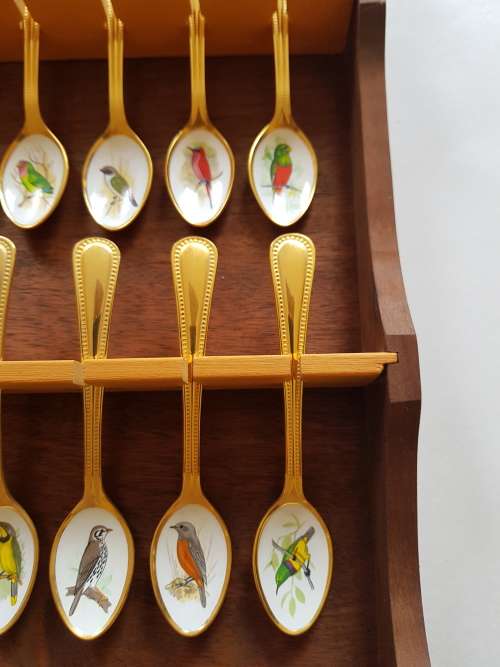 Gold Plated Display Spoons with Cabinet. Japan