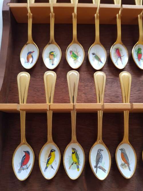 Gold Plated Display Spoons with Cabinet. Japan
