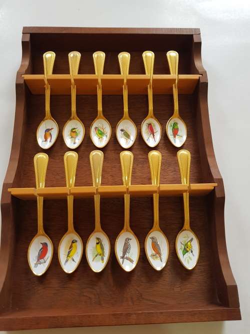 Gold Plated Display Spoons with Cabinet. Japan