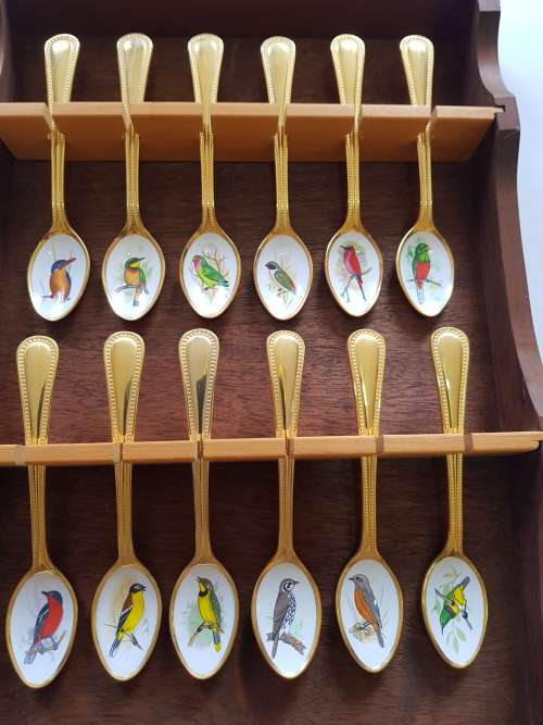 Gold Plated Display Spoons with Cabinet. Japan