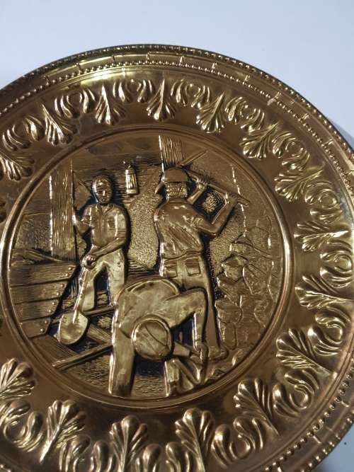 Brass Wallplate, Mining Theme, D - 29.5cm