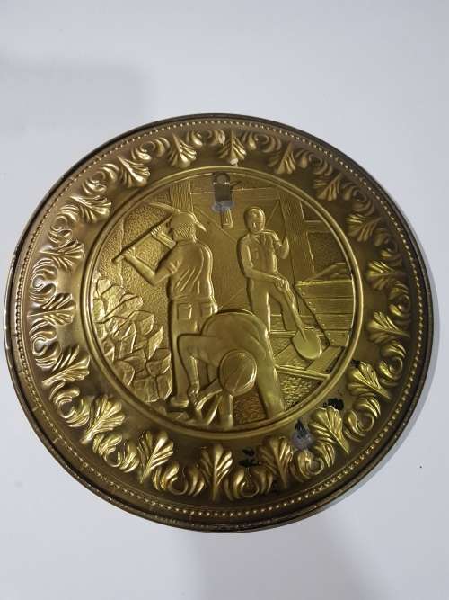 Brass Wallplate, Mining Theme, D - 29.5cm
