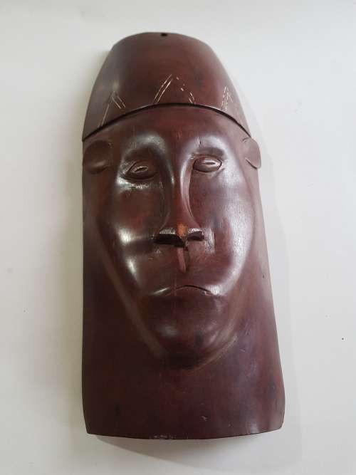 Wood Carved African Mask, Solid Wood