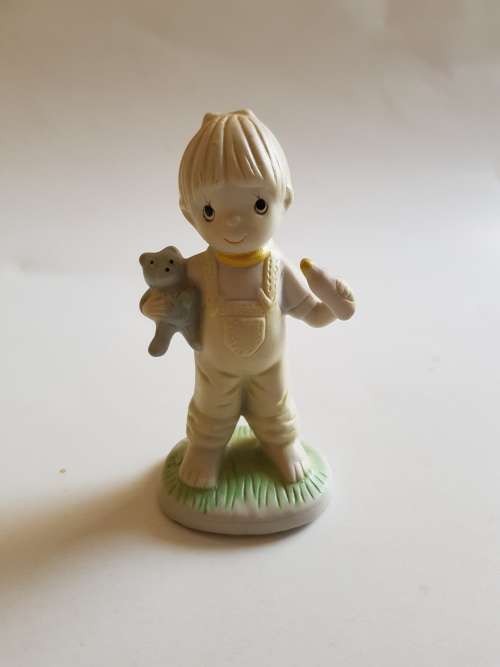 Porcelain Figurine, Baby with Teddy Bear, Nijhof Handbemalt