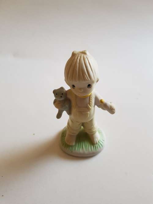 Porcelain Figurine, Baby with Teddy Bear, Nijhof Handbemalt