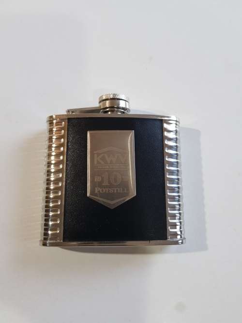 KWV 10 Year Potstill Brandy Hipflask, 5oz, Stainless Steel