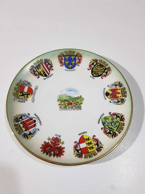 Collector Porcelain Plate with Cities Crests, Austria, EIGL
