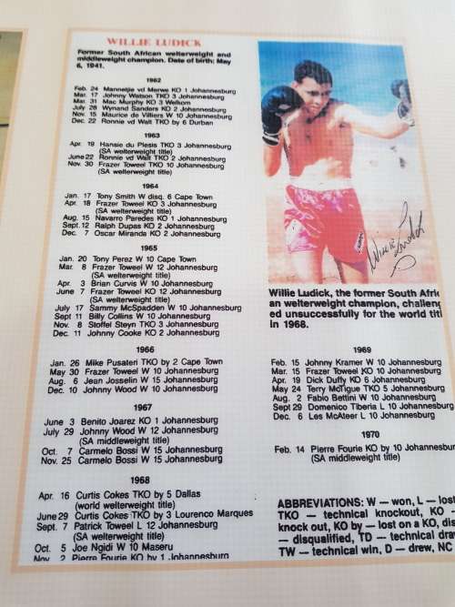 Willie Ludick, Poster and Boxing Statistcs, on Canvas