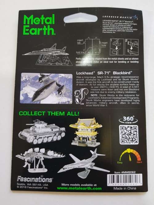 Fascinations, Metal Earth, SR-71 Blackbird, Steel Model Kit