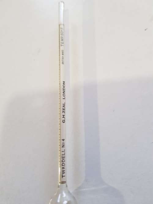 Vintage Hydrometer, Specific Gravity Hydrometer, Twaddell No. 4, 74 - 102, G.H. Zeal, London