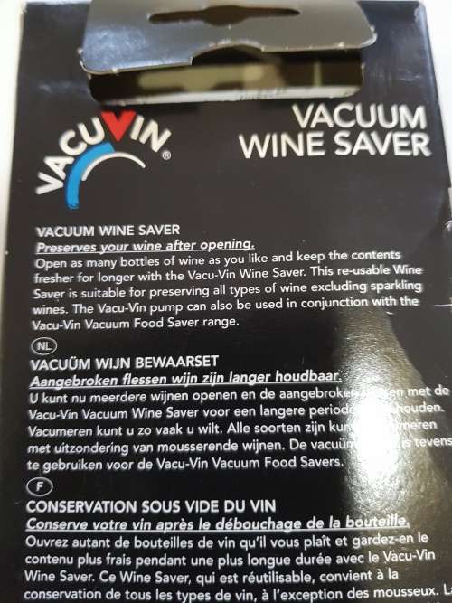 Vacuum Wine Saver, Pump and 2 Rubber Stoppers