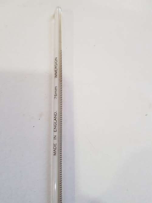 Thermometer, Immersion, 76mm, -10 - 110 deg C, Made in England