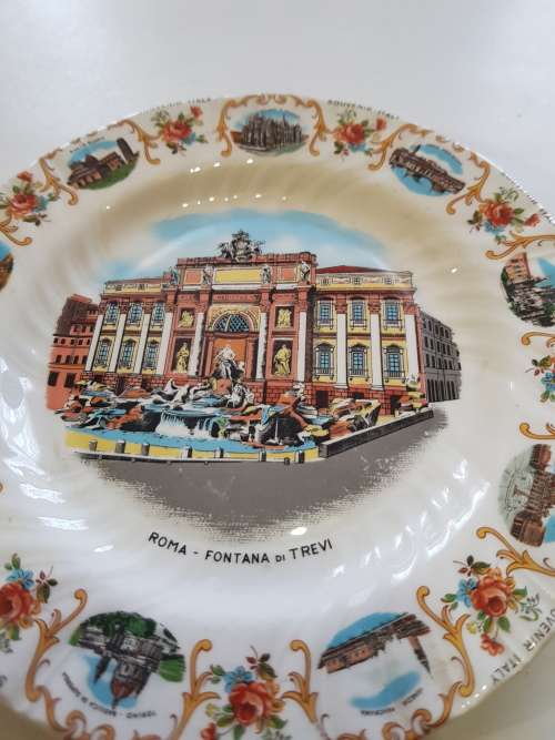 Porcelain Plate, Roma - Fontana di Trevi, Souvenir Italy