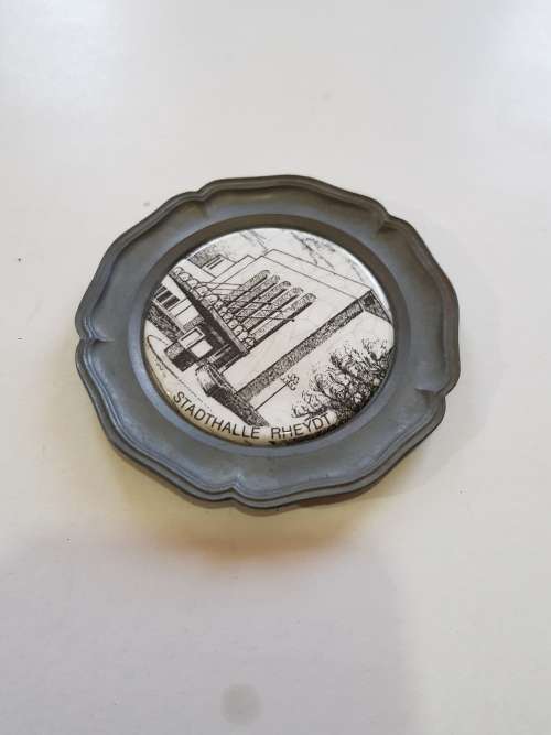 Pewter & Tin Mini Plate, Stadthalle Rheydt, Stadtsparkasse Monchengladbach