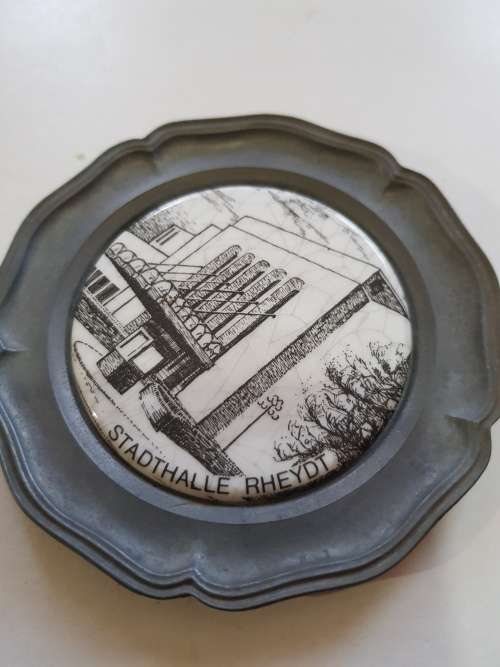 Pewter & Tin Mini Plate, Stadthalle Rheydt, Stadtsparkasse Monchengladbach
