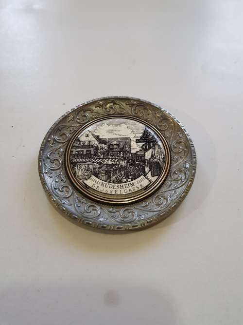 Pewter & Tin Mini Plate, Rudesheim, Drosselgasse, Germany