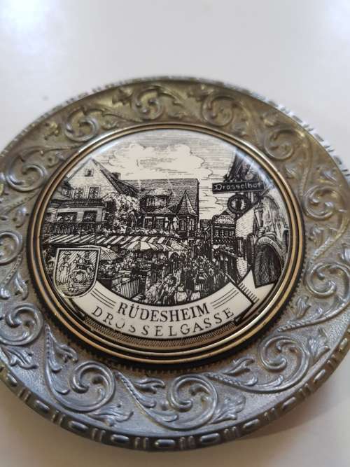 Pewter & Tin Mini Plate, Rudesheim, Drosselgasse, Germany