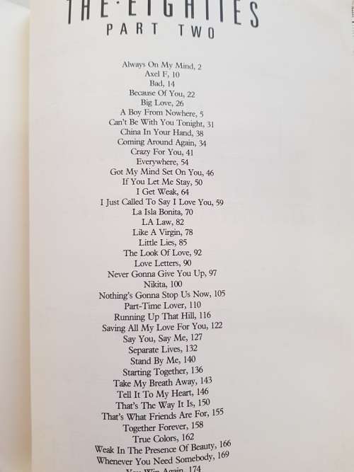 The Eighties Part Two, Music/Song Sheets