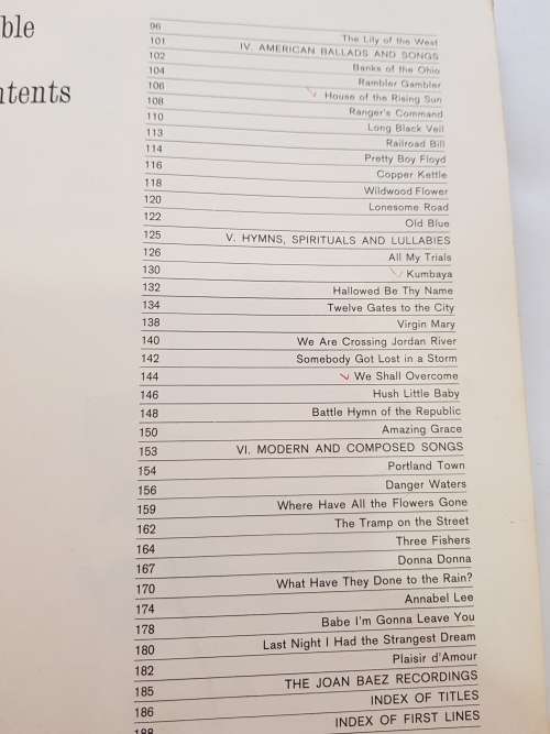 The Joan Baez Songbook, Piano Vocals Lyrics Song Sheet