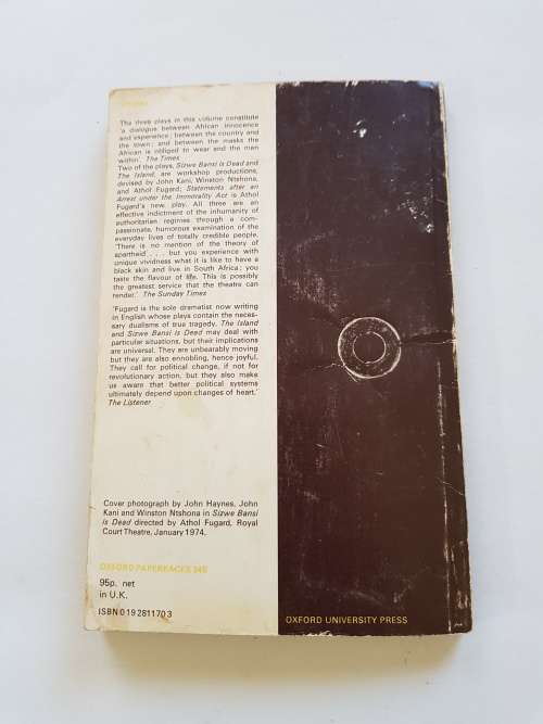 Statements by Athol Fugard, Three Plays