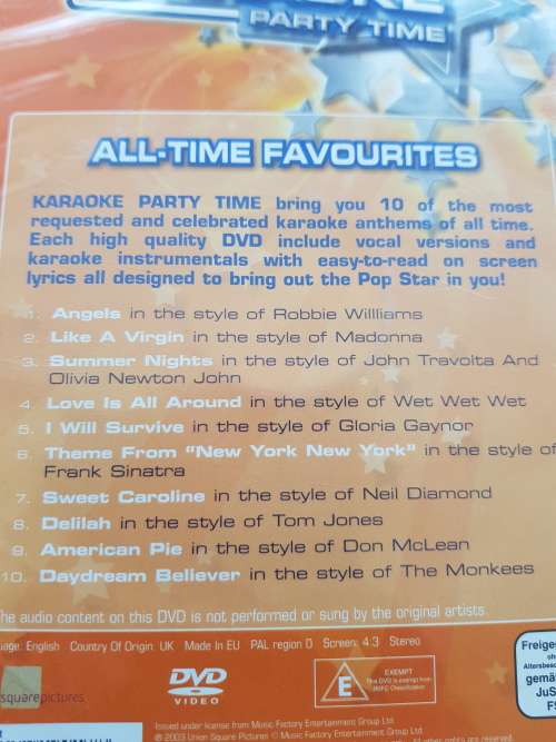 Karaoke Party Time, All Time Favourites, DVD