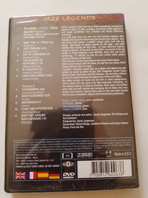 Jazz Legends, Eddie 'Lockjaw' Davis Quartet, Vol. 1 & 2, DVD
