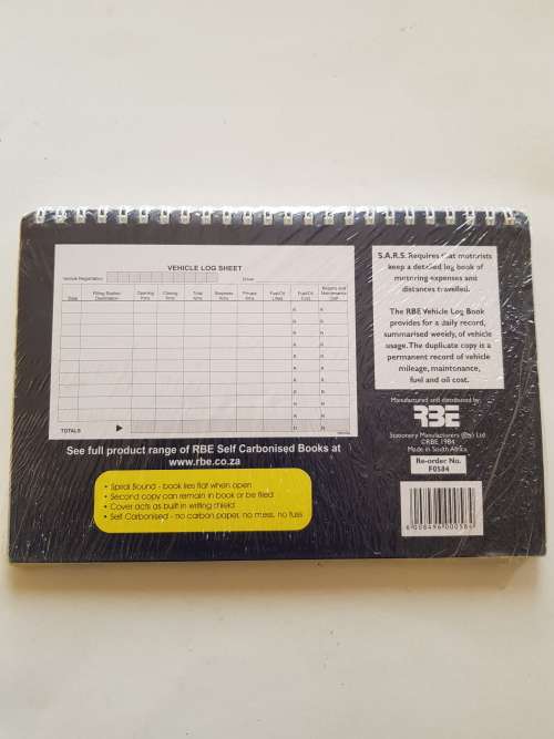 Vehicle Log Book, RBE, Duplicate - Self Carbonised