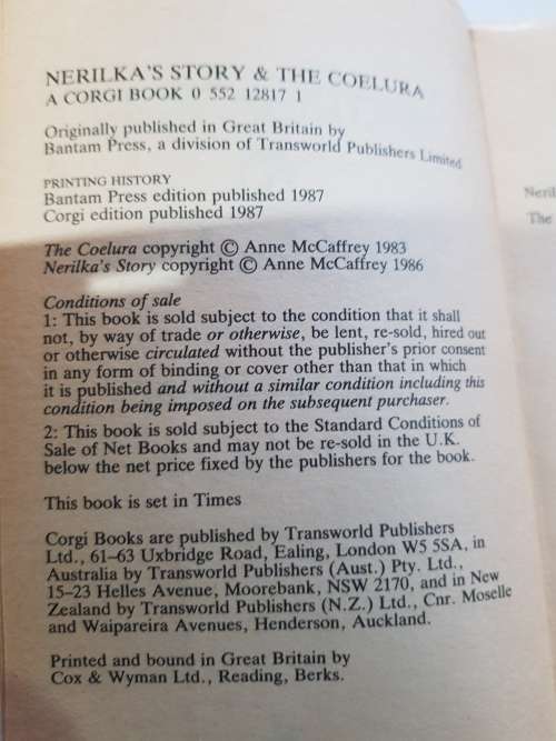 Anne McCaffrey, Nerilka`s Story & The Coelura