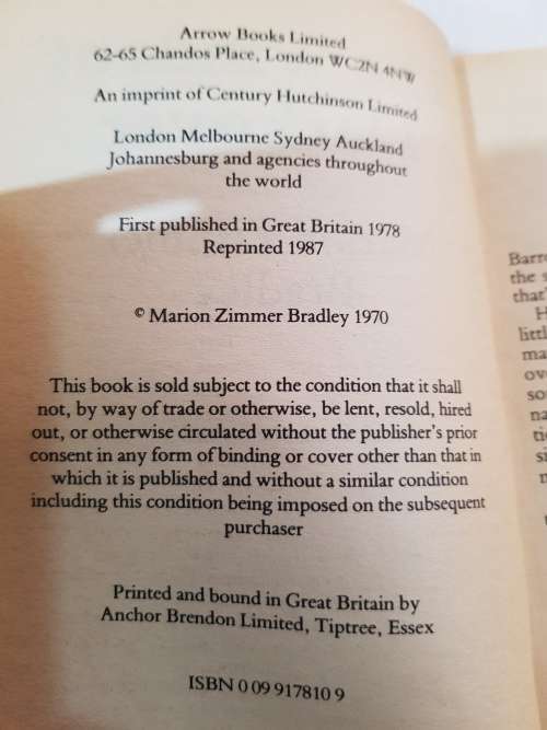 Marion Zimmer Bradley, The Winds of Darkover