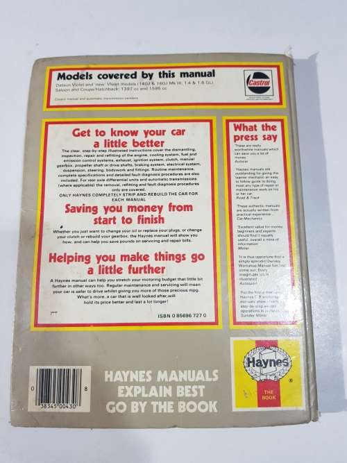 Datsun Violet, 1978-1982, Workshop Manual, Haynes