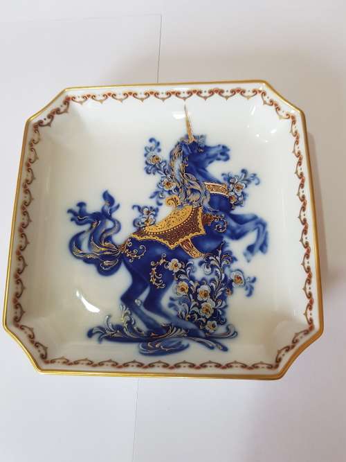 AK Kaiser Porcelain Tray, W. Germany, Echt Kobalt