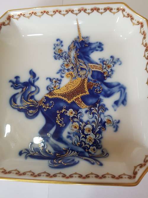 AK Kaiser Porcelain Tray, W. Germany, Echt Kobalt