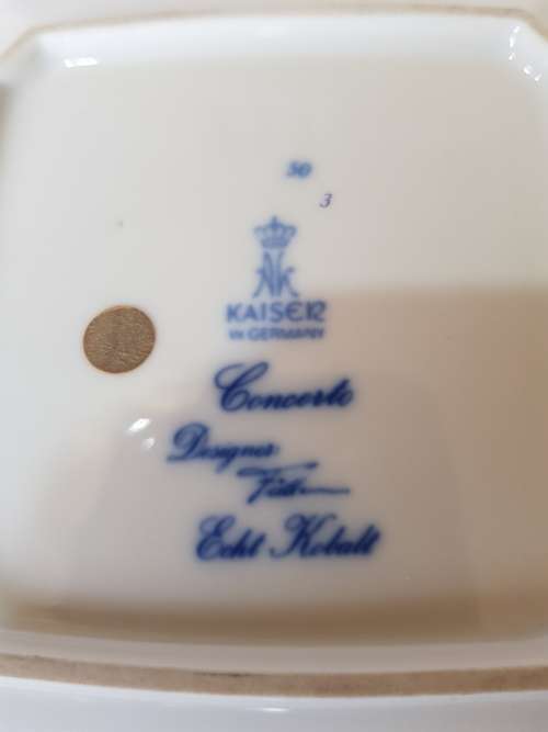 AK Kaiser Porcelain Tray, W. Germany, Echt Kobalt