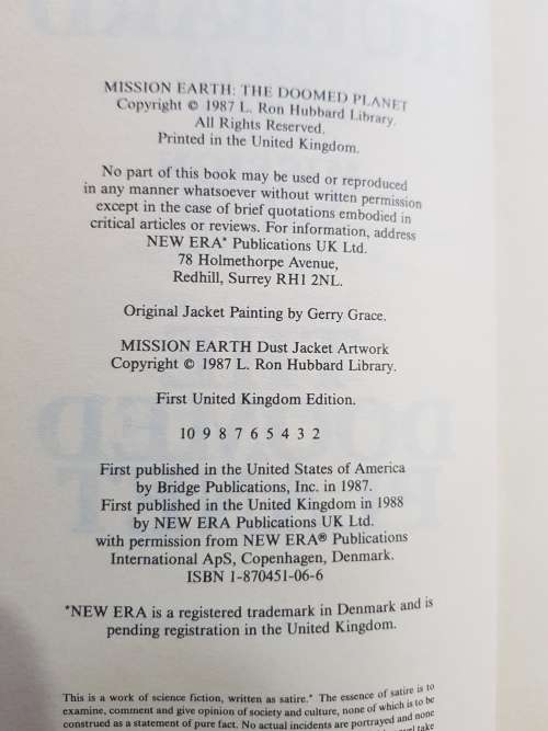 The Doomed Planet, Mission Earth Vol. 10 by L. Ron Hubbard, First UK Edition, Hardcover, 1987