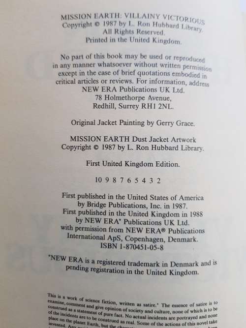 Villainy Victorious, Mission Earth Vol. 9 by L. Ron Hubbard, First UK Edition, Hardcover, 1987